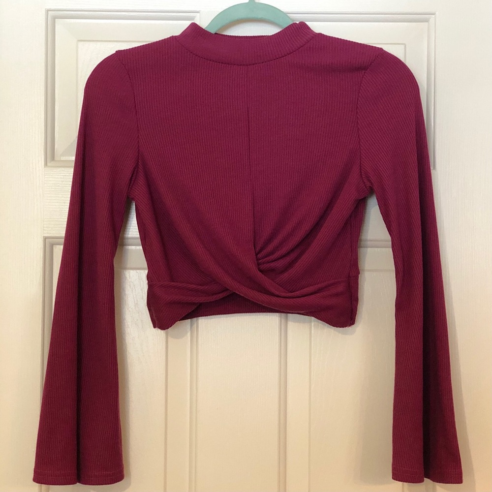 Flare Sleeve Knot Front Top
